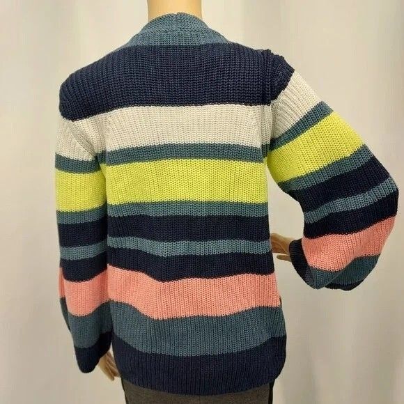 ANN TAYLOR MULTICOLOR STRIPED PREPPY OVERSIZED CLASSIC CHUNKY SWEATER SZ: XL NWT - Picture 3 of 6